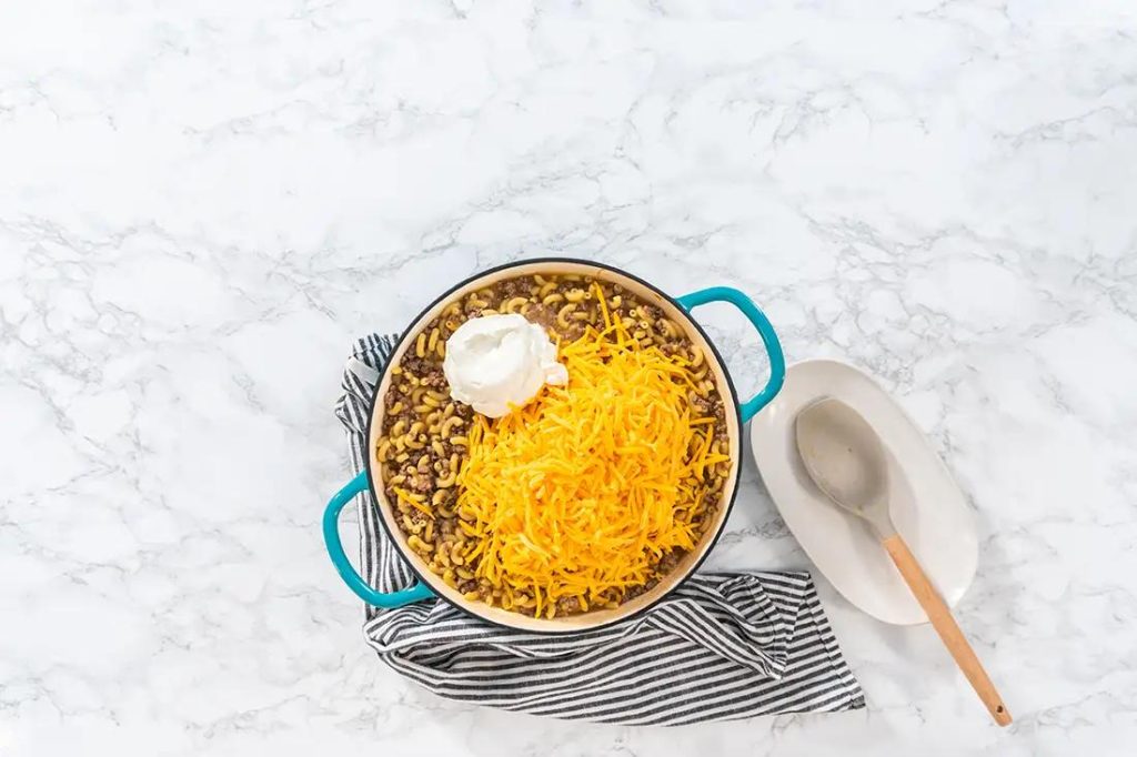 making Mexican Beef and Rice Skillet