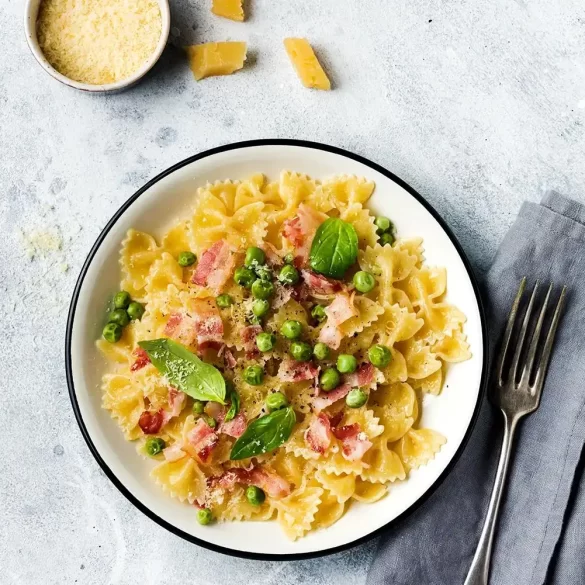 Pancetta Peas Pasta Recipe | Simple & Creamy Pasta Dish