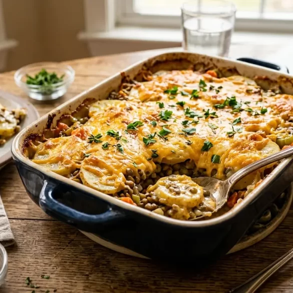 Cheesy Potato Lentil Casserole Recipe