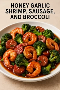 Honey Garlic Shrimp, Sausage, and Broccoli